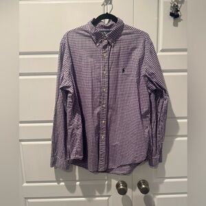 Ralph Lauren Purple and White Gingham Plaid Long Sleeve Button Down Size X-Large